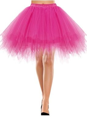 Women's Hot Pink Tulle Petticoat Skirt